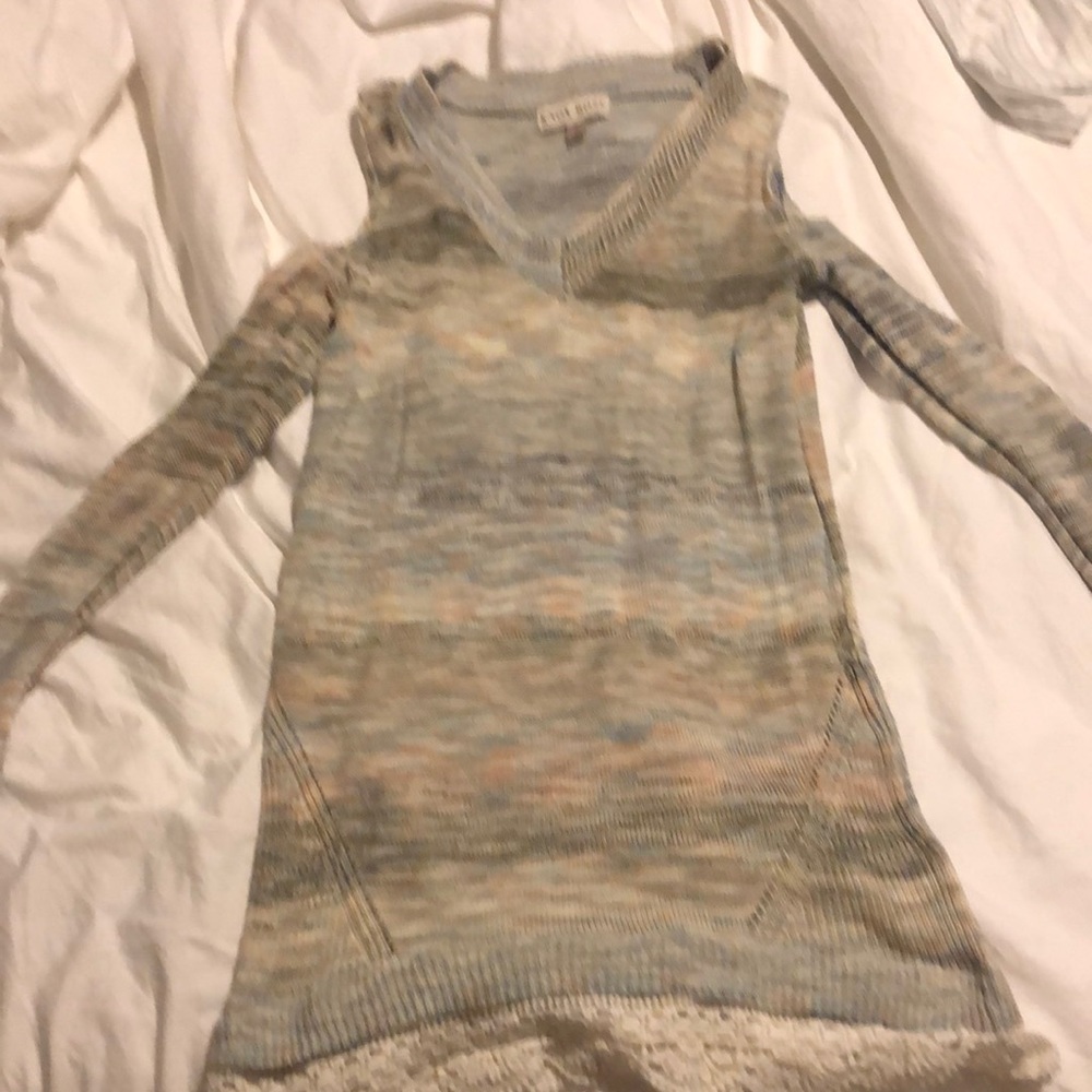 Multicolor cold shoulder sweater